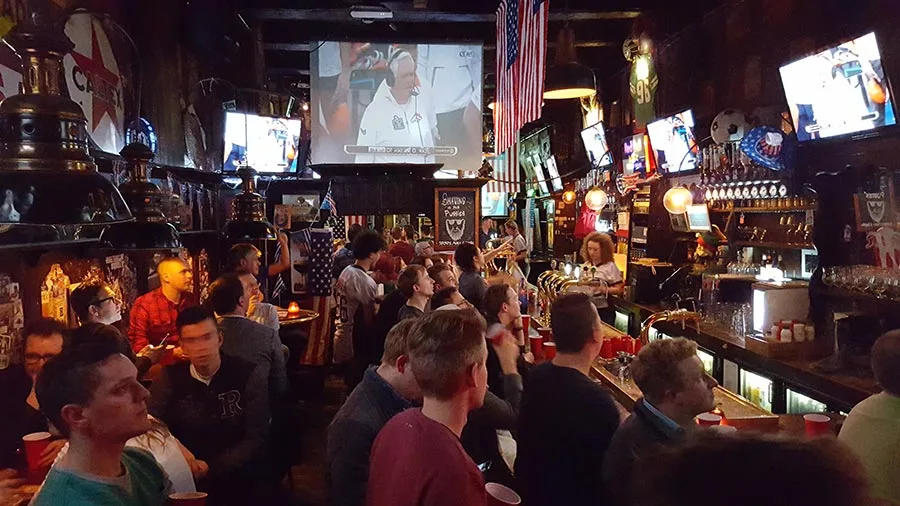 1,100 fans at the bar during the Super Bowl final