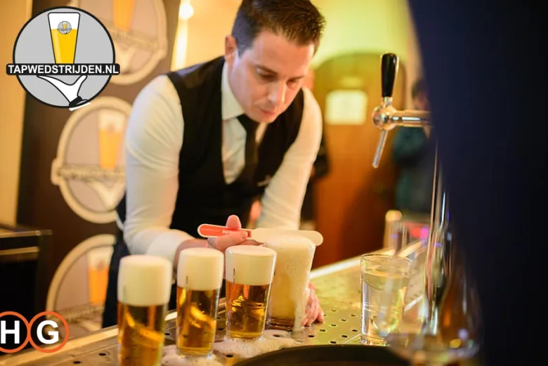 Mark Slotemaker winner of Groningen beer tapping competition